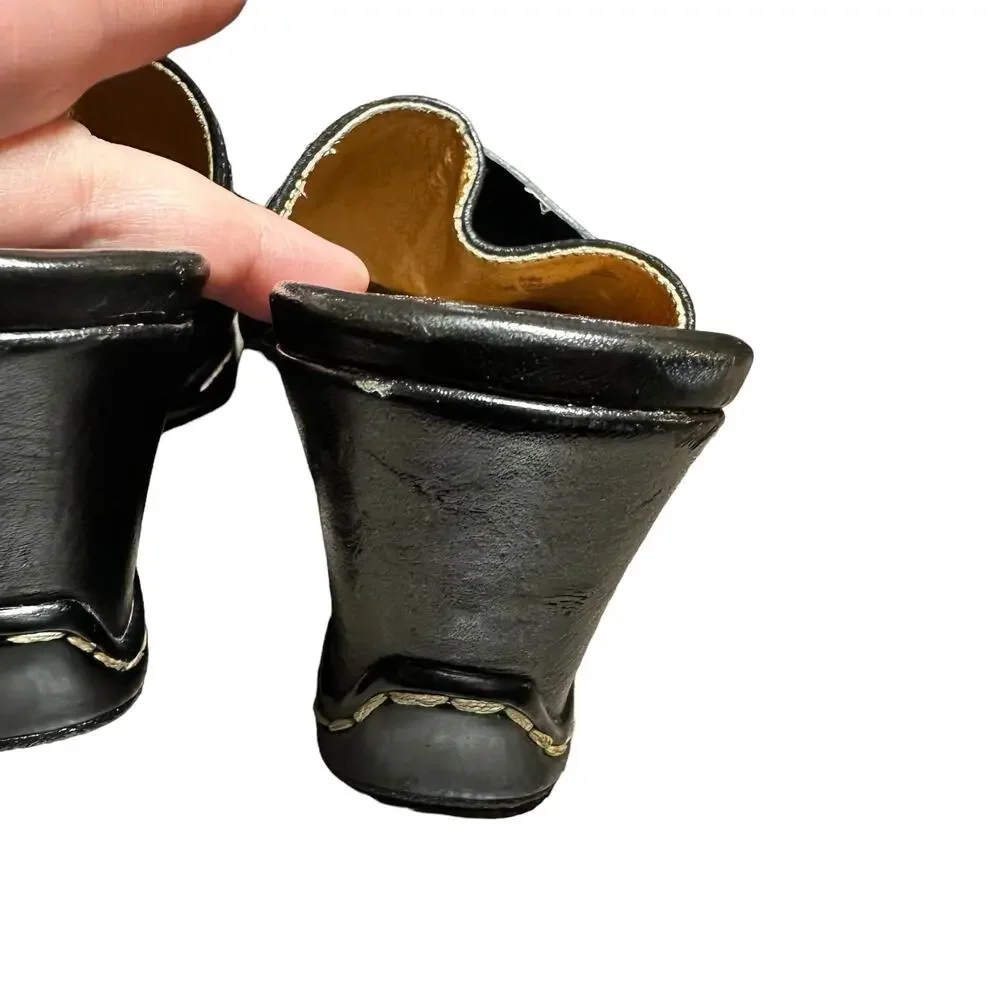 Sofft Black Leather Heeled Mule Clogs Women’s Size 7.5 Comfort Slip on